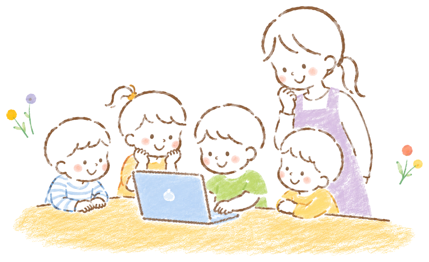 子どもたちが楽しく遊んでいるイラスト